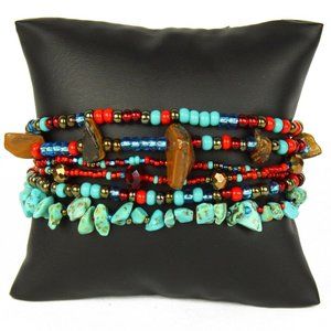 Czech Glass Bead TURQUOISE RED Bracelet